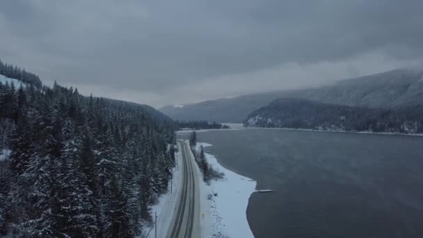 Imágenes Aéreas Hermoso Lago Mara Durante Una Mañana Invierno Tomado — Vídeo de stock