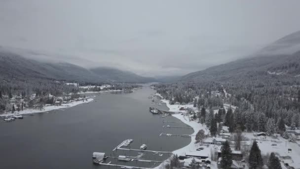 Vista Aérea Del Hermoso Paisaje Invierno Canadiense Tomado Balfour Cerca — Vídeo de stock