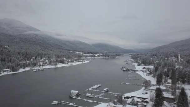 Havadan Görünümü Güzel Kanada Kış Manzara Balfour Nelson British Columbia — Stok video