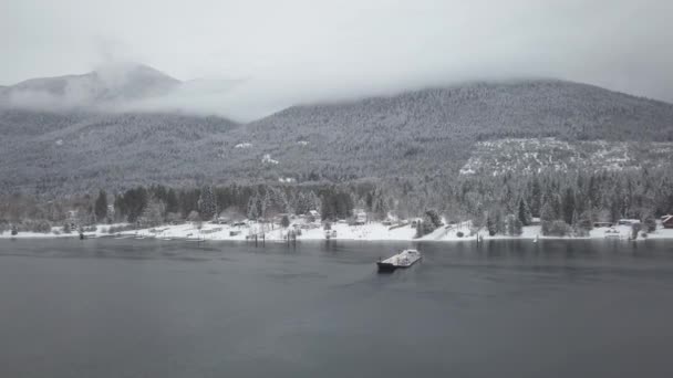 Αεροφωτογραφία Από Πανέμορφο Τοπίο Καναδικό Χειμώνα Λαμβάνονται Μπάλφουρ Κοντά Νέλσον — Αρχείο Βίντεο