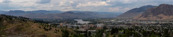 Aerial Panoramic View Kamloops City Cloudy Summer Day Located Interior — Stock Photo, Image