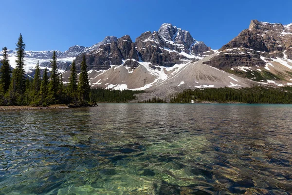 Glacier Lake Vibrant Sunny Summer Day Taken Bow Lake Banff — Stock Photo, Image