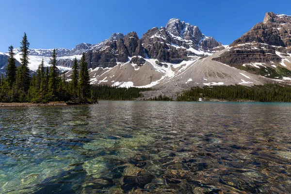 Glacier Lake Vibrant Sunny Summer Day Taken Bow Lake Banff — Stock Photo, Image
