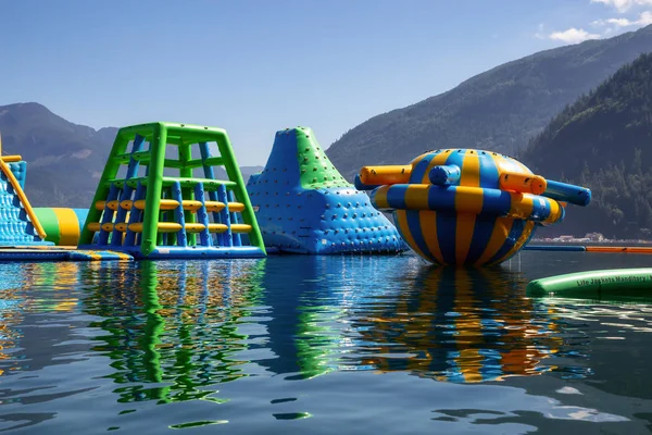 Water Playground Vibrant Sunny Summer Day Taken Harrison Hot Springs — Stock Photo, Image