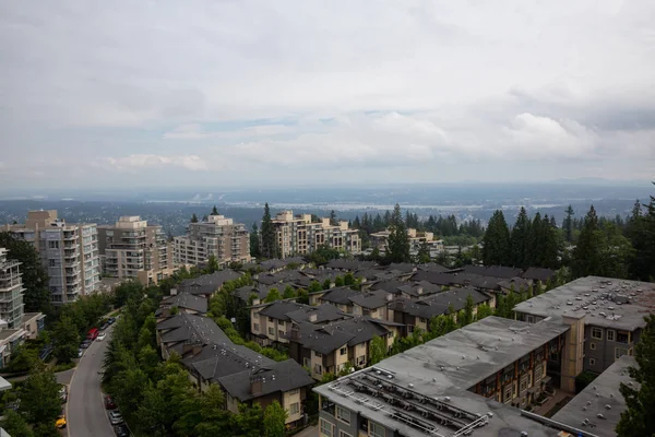 Letecký Pohled Obytné Domy Budovy Vrcholu Hory Burnaby Přijata Vancouver — Stock fotografie