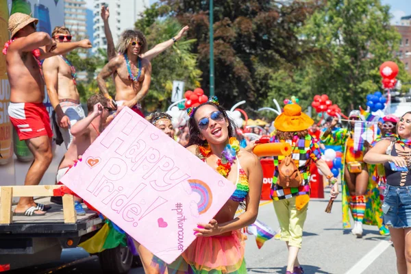 Downtown Vancouver Britská Kolumbie Kanada Srpna 2018 Lidé Slaví Gay — Stock fotografie