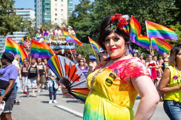 Downtown Vancouver Britská Kolumbie Kanada Srpna 2018 Lidé Slaví Gay — Stock fotografie