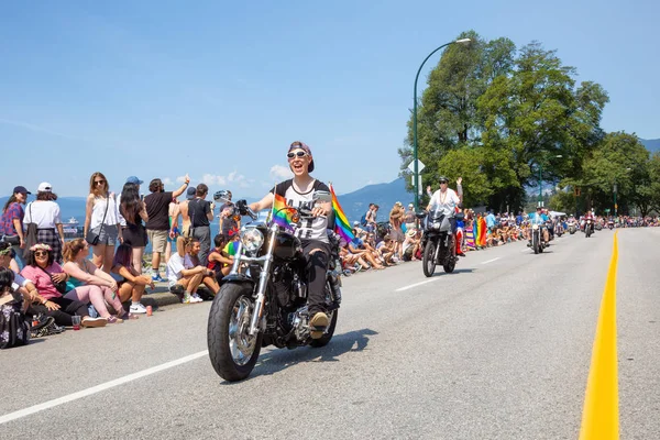 Downtown Vancouver Britská Kolumbie Kanada Srpna 2018 Motorkáři Koni Motocyklu — Stock fotografie