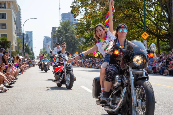Downtown Vancouver Britská Kolumbie Kanada Srpna 2018 Motorkáři Koni Motocyklu — Stock fotografie