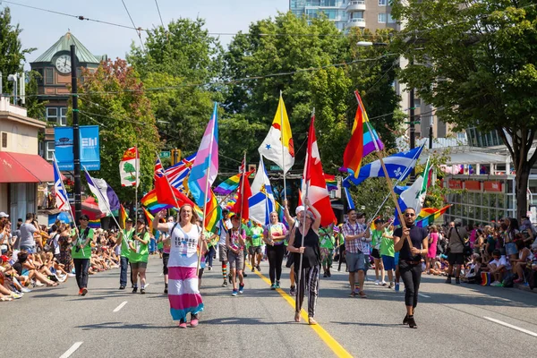 Downtown Vancouver Britská Kolumbie Kanada Srpna 2018 Lidé Slaví Gay — Stock fotografie