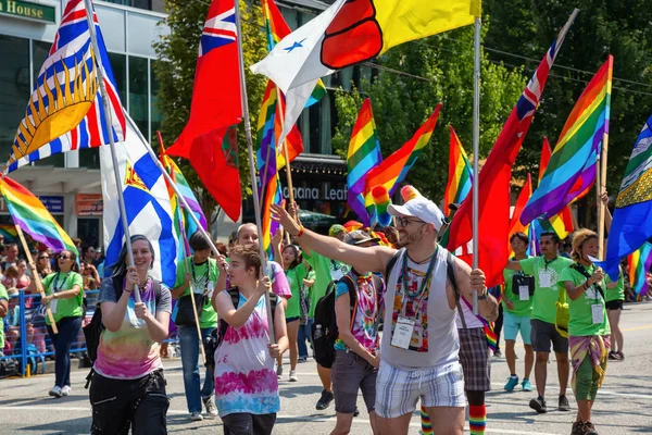 Downtown Vancouver Columbia Britannica Canada Agosto 2018 Persone Che Festeggiano — Foto Stock