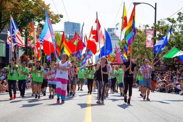 Downtown Vancouver Columbia Britannica Canada Agosto 2018 Persone Che Festeggiano — Foto Stock