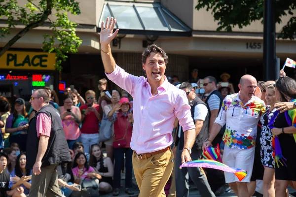 Downtown Vancouver British Columbia Kanada Ağustos 2018 Kanada Başbakanı Justin — Stok fotoğraf