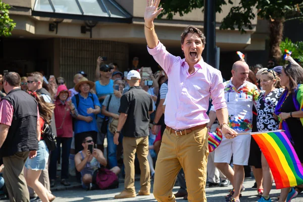 Downtown Vancouver British Columbia Kanada Ağustos 2018 Kanada Başbakanı Justin — Stok fotoğraf