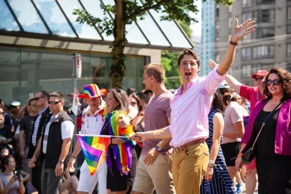 Downtown Vancouver Britská Kolumbie Kanada Srpna 2018 Kanadský Premiér Justin — Stock fotografie