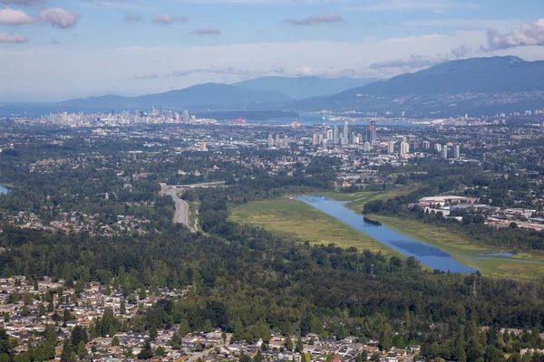 Letecký Pohled Burnaby Jezera Městě Downtown Pozadí Přijata Vancouver Britská — Stock fotografie