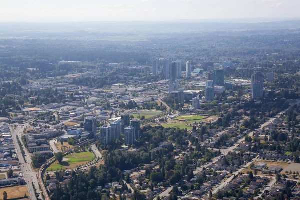 stock image Aerial city view of Surrey Central during a sunny summer day. Taken in Greater Vancouver, British Columbia, Canada.