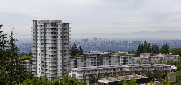 Vista Aérea Casas Residenciales Edificios Cima Montaña Burnaby Tomado Vancouver — Foto de Stock