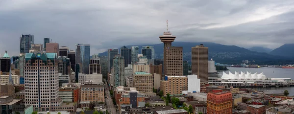 Downtown Vancouver British Columbia Canada June 2018 Aerial Panoramic View — Stock Photo, Image