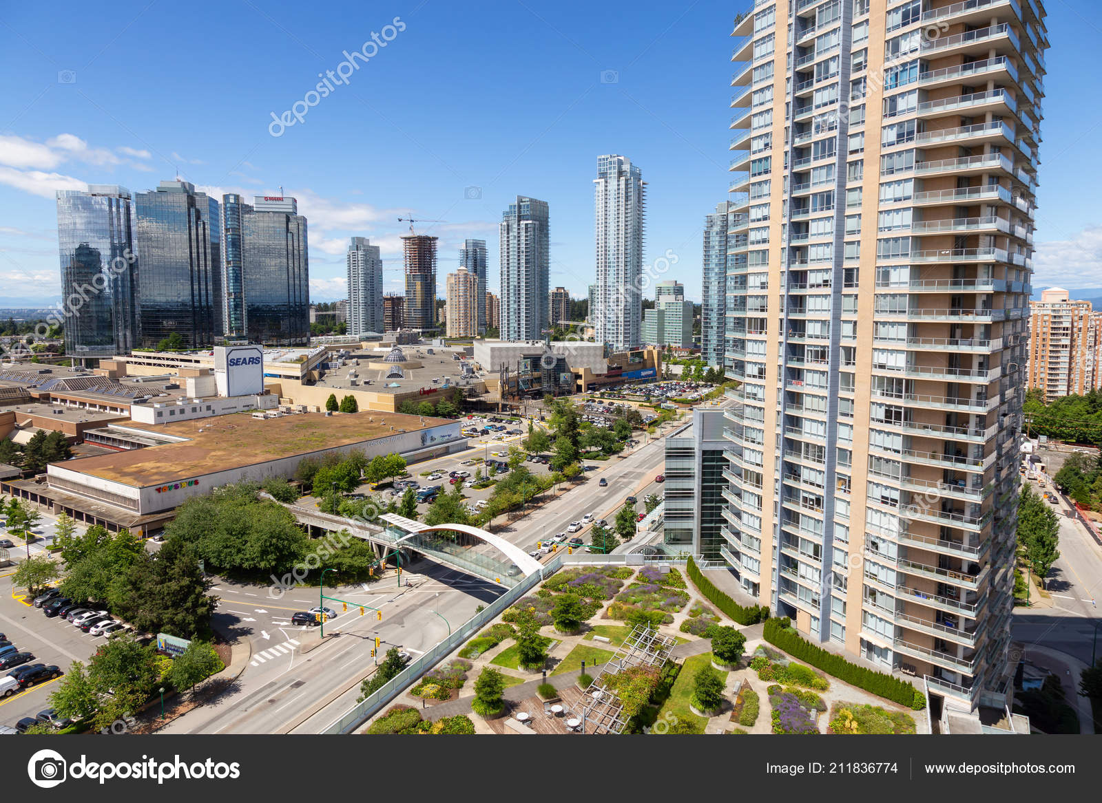 Metrotown Burnaby Vancouver Canada June 2018 Aerial View