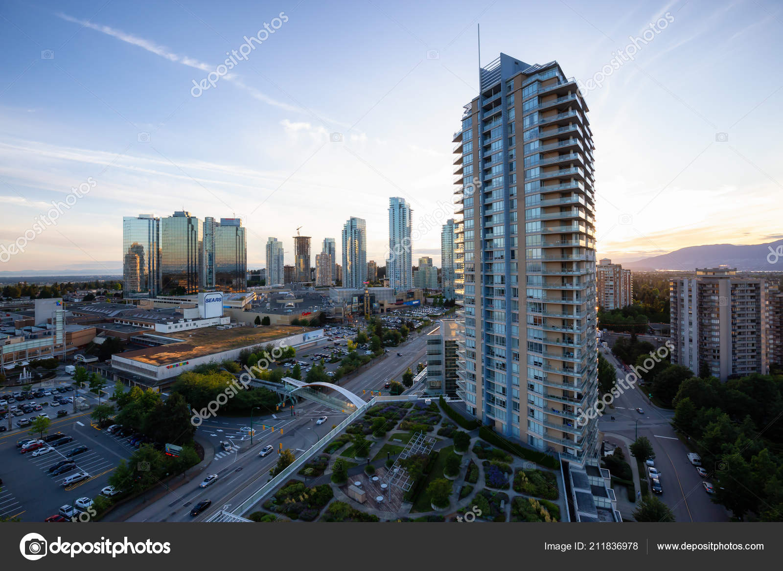 Metrotown Burnaby Vancouver Canada June 2018 Aerial View Metropolis