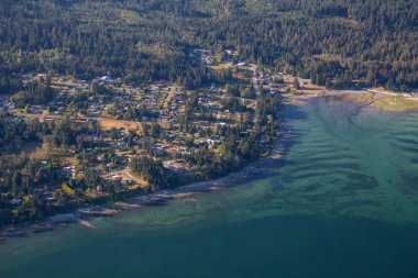 Havadan görünümü Gillies Bay Texada Adası, Powell River, Sunshine Coast, M.ö., Amerika Birleşik Devletleri.