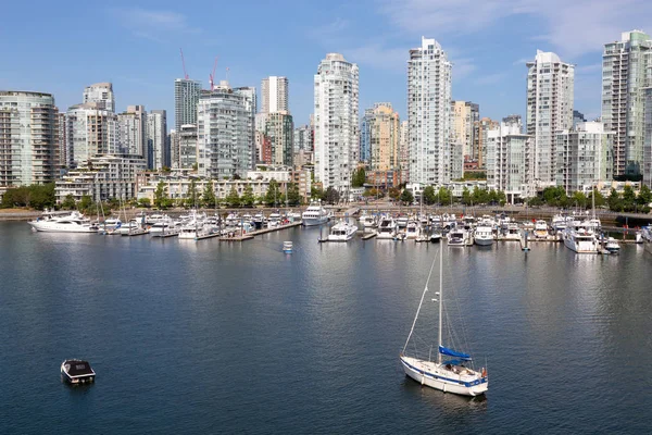 Vancouver Canada Augustus 2018 Luchtfoto Van False Creek Tijdens Een — Stockfoto