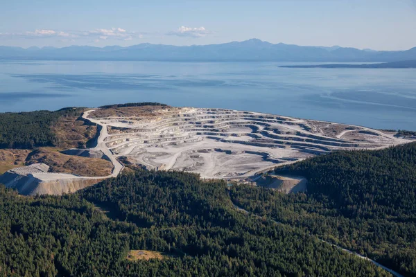 Aerial View Coal Mining Industry Texada Island Powell River Sunshine — Stock Photo, Image