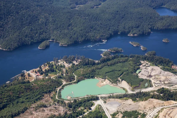 Aerial View Mining Industry Sechelt Inlet Vibrant Sunny Day Located — Stock Photo, Image