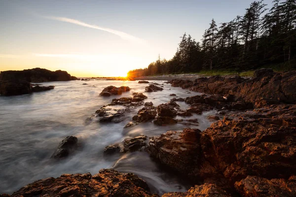 Beautiful Rocky Seascape Pacific Ocean Coast Vibrant Summer Sunset Taken — Stock Photo, Image