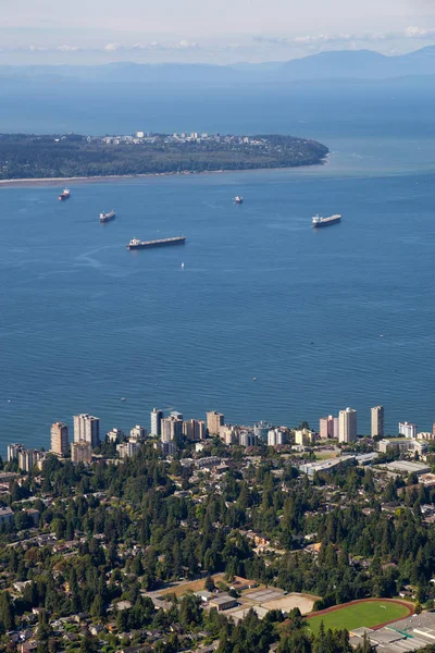 Widok Lotu Ptaka North Vancouver Centrum Miasta Tle — Zdjęcie stockowe
