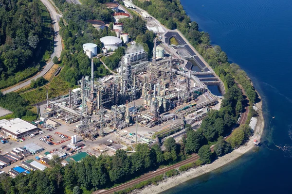 Aerial View Oil Refinery Port Moody Greater Vancouver Canada — Stock Photo, Image