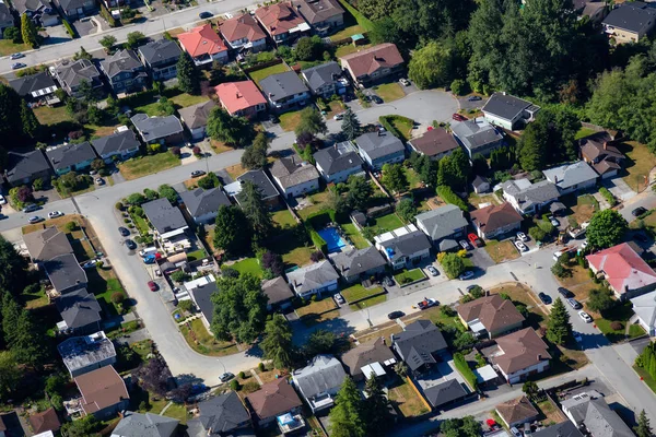 Luftaufnahme Der Wohnhäuser Einem Vorort Aufgenommen Burnaby Bigger Vancouver Canada — Stockfoto