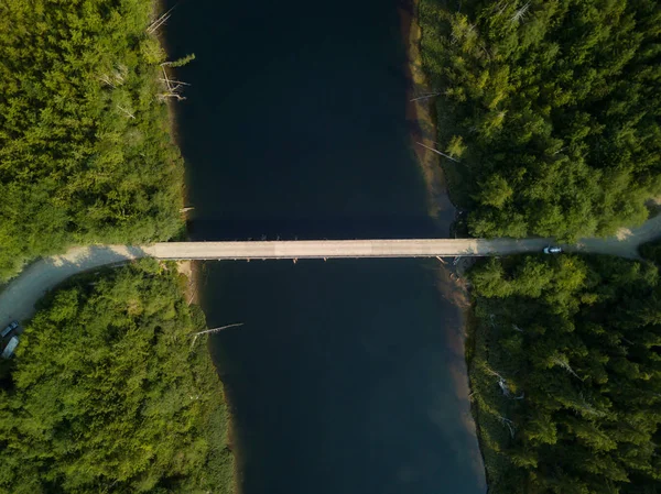 Aerial View Bridge River Kennedy Lake Summer Day Taken Tofino — Stock Photo, Image