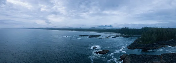 Повітряні Панорамний Вид Море Видом Узбережжя Тихого Океану Під Час — стокове фото