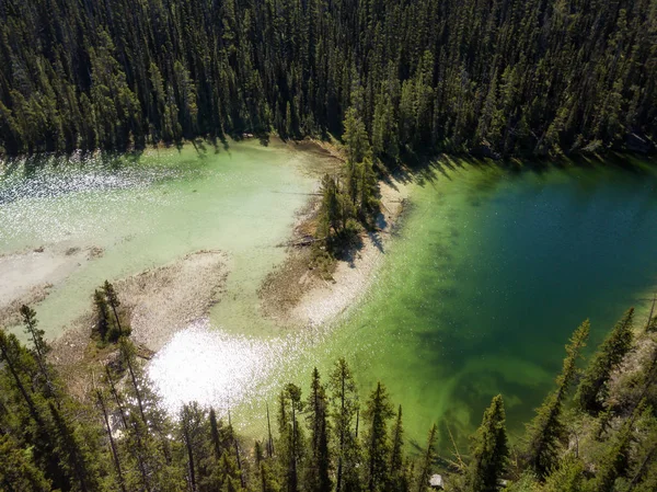 Aerial Landscape View Beautiful Lakes Canadian Rockies Vibrant Sunny Summer — Stock Photo, Image