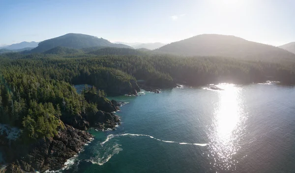 Krásné Vzdušné Panoramatických Scenérií Pohled Pobřeží Tichého Oceánu Během Živé — Stock fotografie