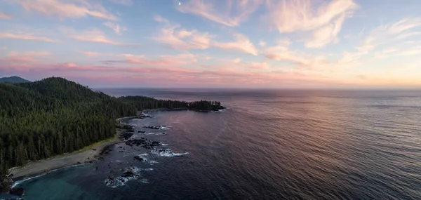 Vista Panorâmica Aérea Uma Bela Praia Costa Oceano Pacífico Drogando — Fotografia de Stock