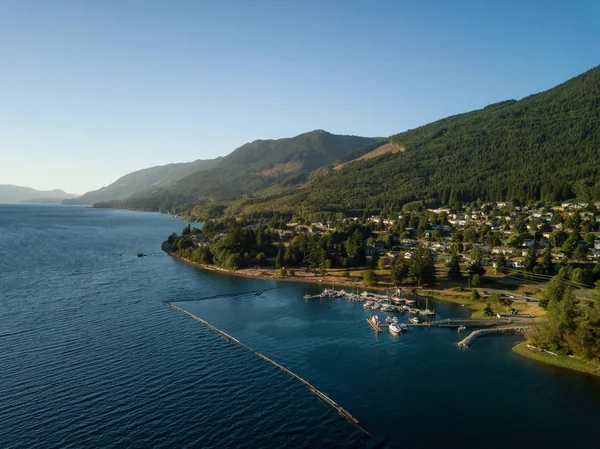 Aerial View Small Town Port Alice Sunny Summer Sunset Located — Stock Photo, Image