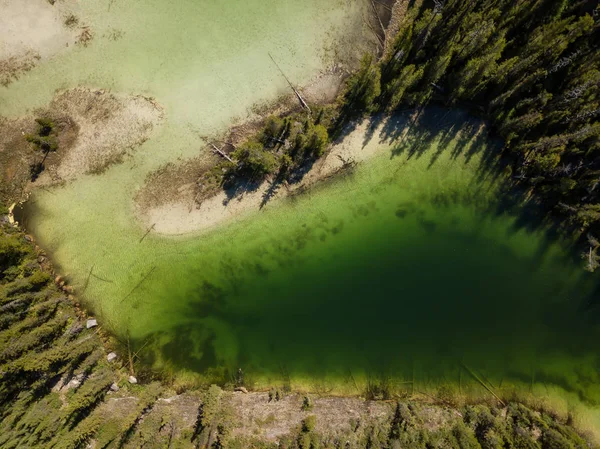 Aerial Landscape View Beautiful Lakes Canadian Rockies Vibrant Sunny Summer — Stock Photo, Image