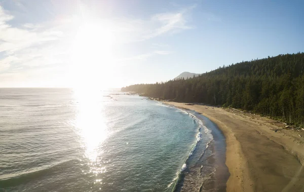 Letecký Pohled Krásné Pláže Pobřeží Tichého Oceánu Druing Pulzující Slunné — Stock fotografie