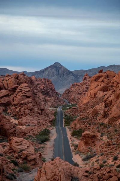 Vue Aérienne Sur Route Panoramique Dans Désert Lors Lever Soleil — Photo