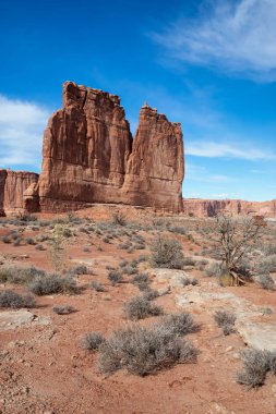Manzaralı güzel red rock canyon oluşumların canlı bir güneşli gün boyunca. Kemerler Milli Parkı'nda bulunan Moab, Utah, Amerika Birleşik Devletleri, alınan.