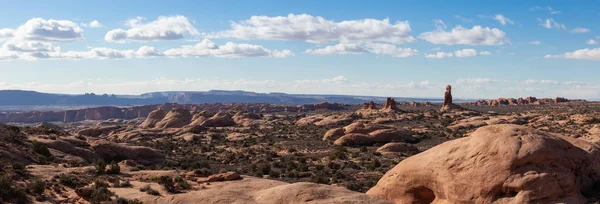 Landskap Panoramautsikt Över Vackra Red Rock Canyon Formationer Pulserande Solig — Stockfoto