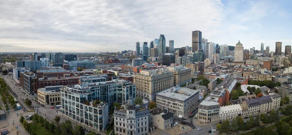 Vista Panoramica Aerea Moderno Paesaggio Urbano Durante Una Vivace Giornata — Foto Stock