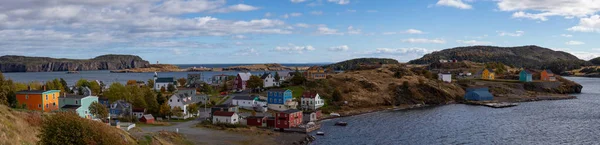 Aerial Panoramic View Small Town Atlantic Ocean Coast Sunny Day — Stock Photo, Image