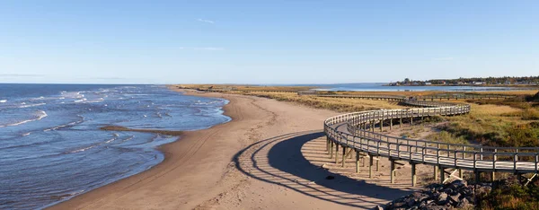 Vista Panorâmica Uma Bela Praia Areia Costa Oceano Atlântico Tomado — Fotografia de Stock