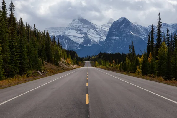 Beautiful View Scenic Road Canadian Rockies Fall Season Taken Icefields — Stock Photo, Image
