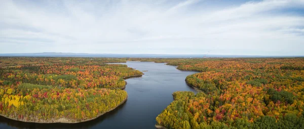 Vue Panoramique Aérienne Magnifique Paysage Canadien Pendant Saison Des Couleurs — Photo