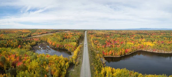 Vista Panorámica Aérea Autopista Hermoso Paisaje Canadiense Durante Temporada Color —  Fotos de Stock